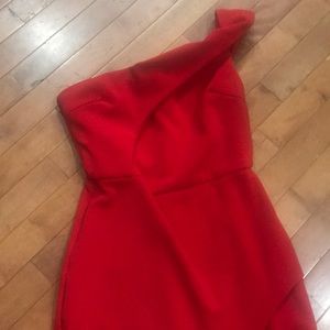 One Shoulder Red Dress